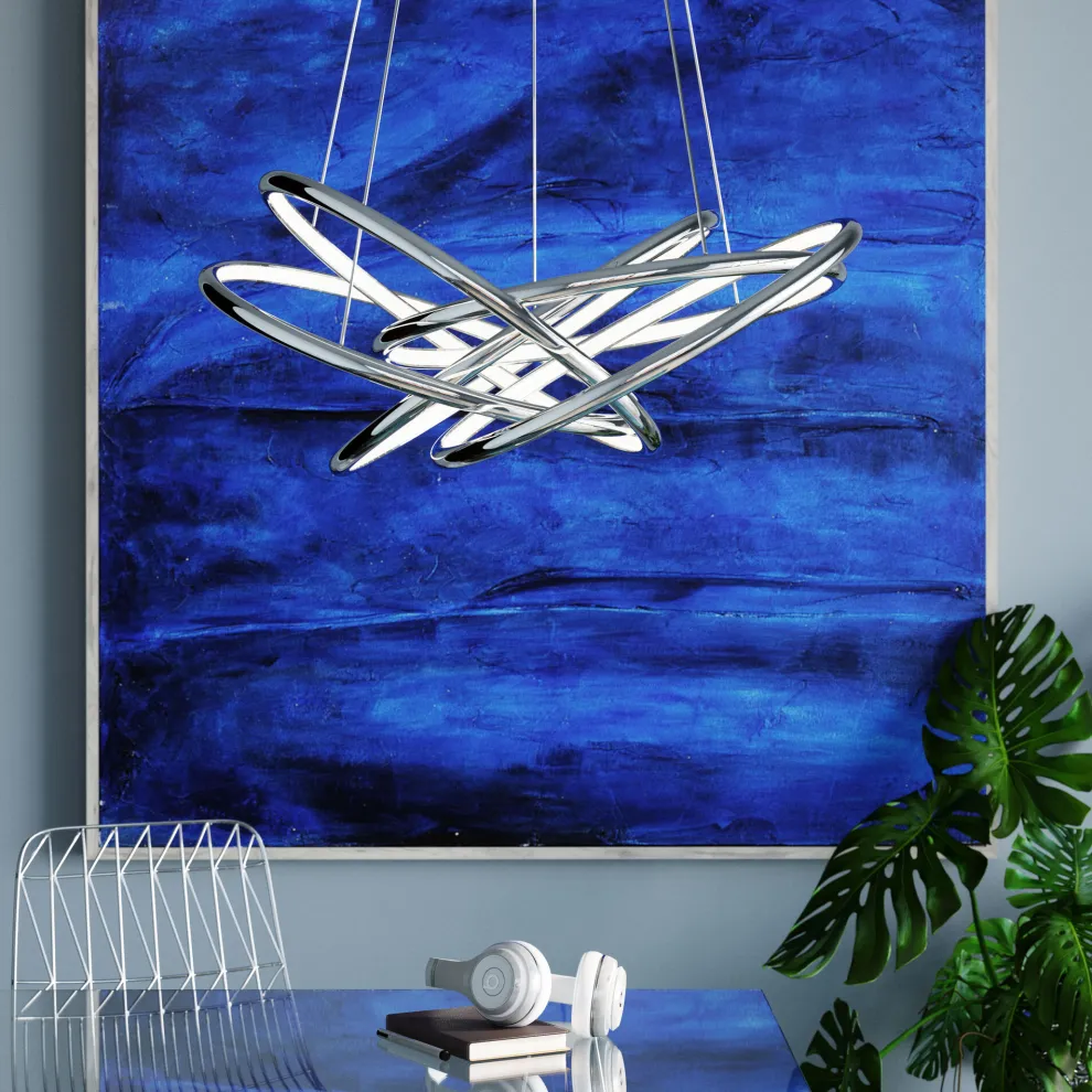 Acrylschilderij Abstract Deep Blauw 155x155cm