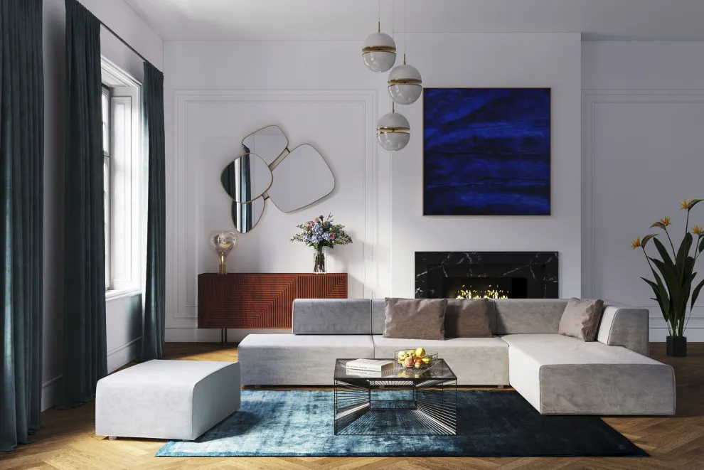 Acrylschilderij Abstract Deep Blauw 155x155cm