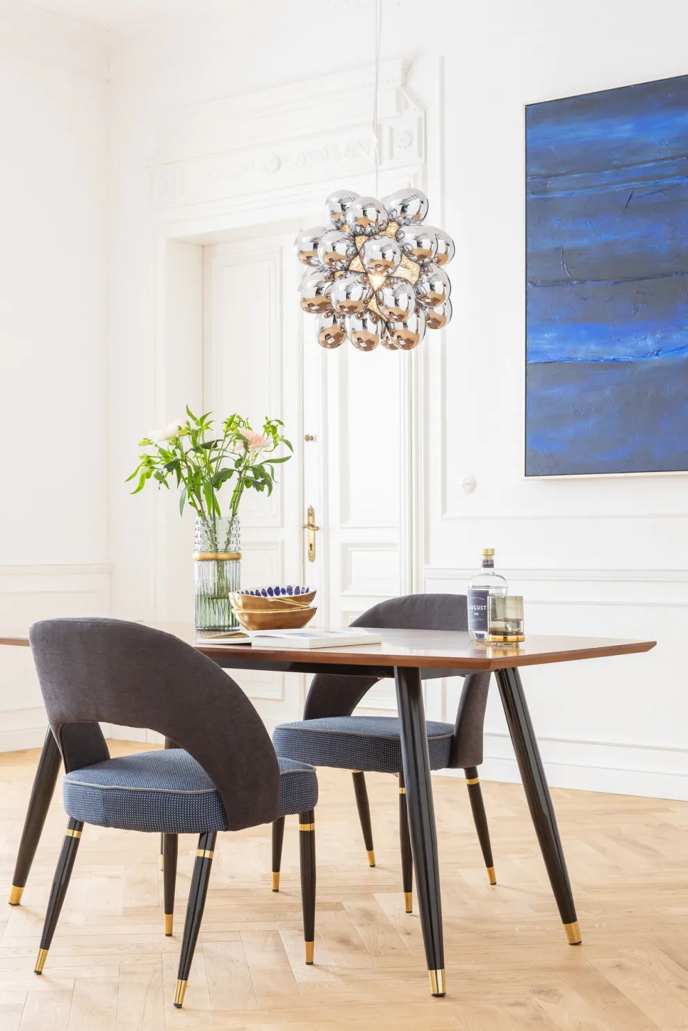 Acrylschilderij Abstract Deep Blauw 155x155cm