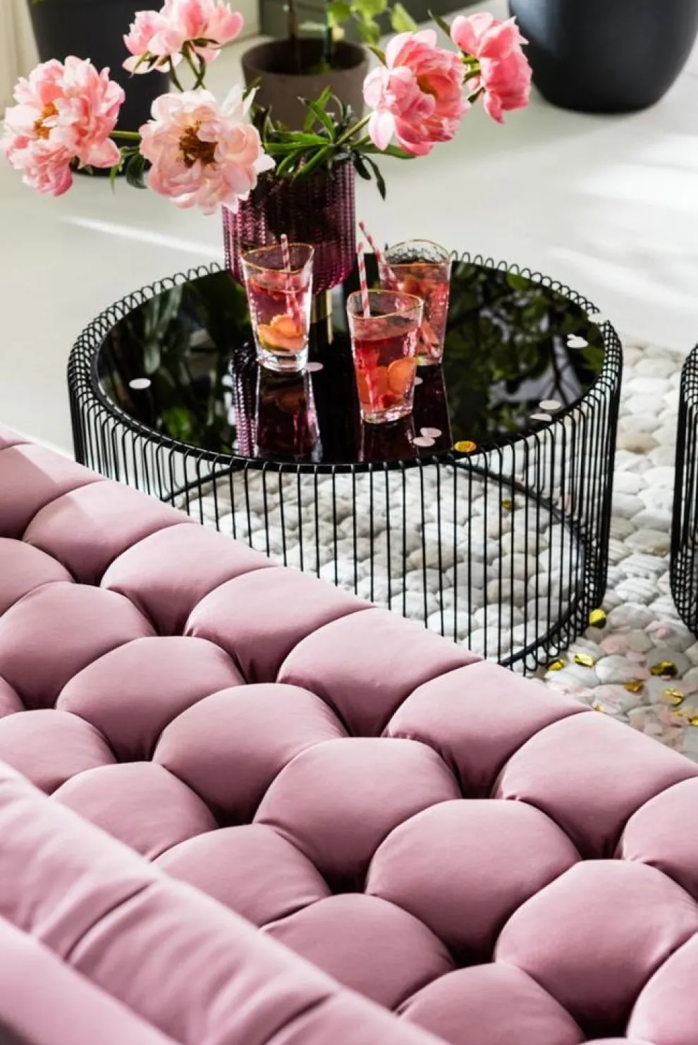 Bank Milchbar 3-Zits Fluweel Roze