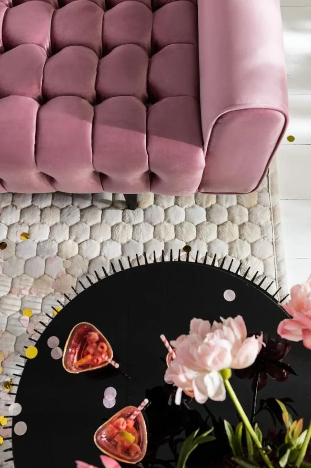 Bank Milchbar 3-Zits Fluweel Roze