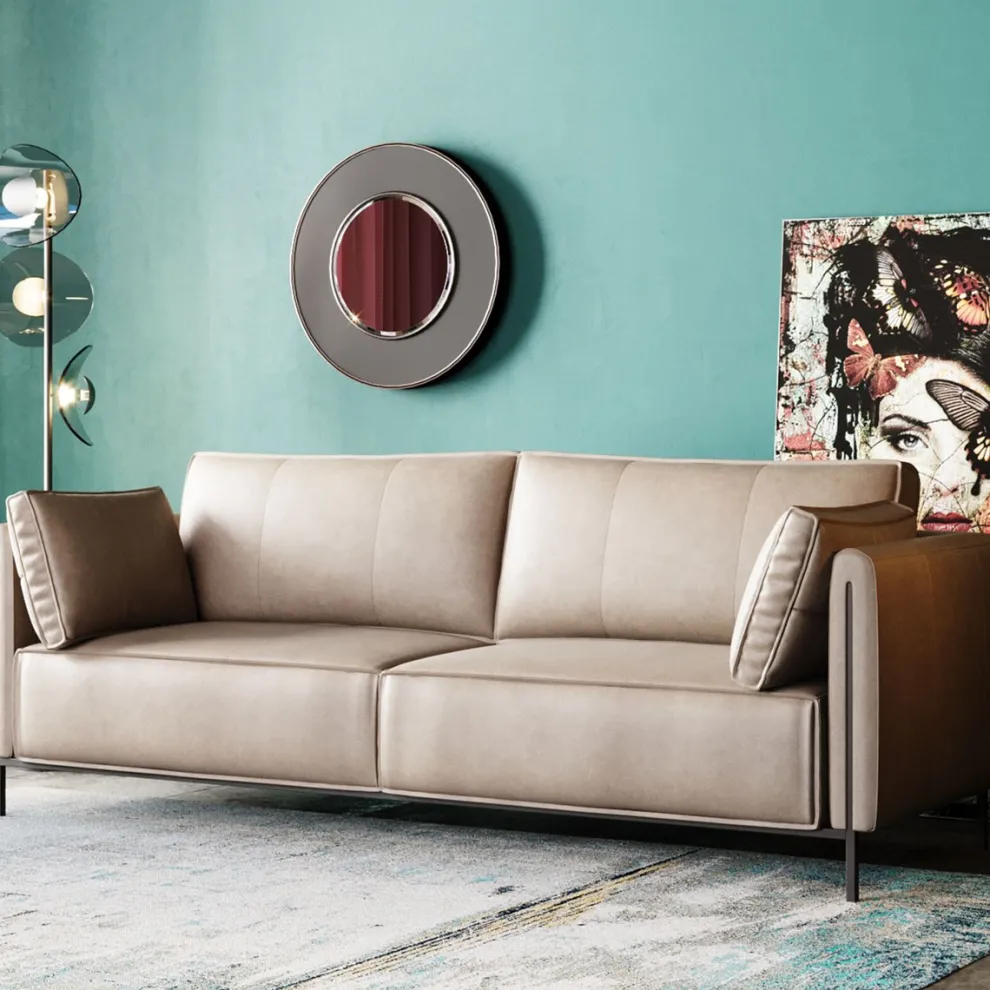 Bank 3-Seater Victor Leather Grey 233cm