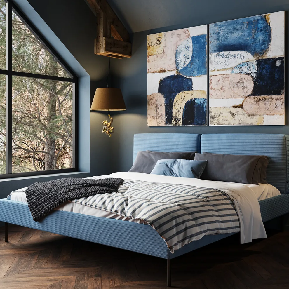 Bed East Side Cord Blue 160x200cm