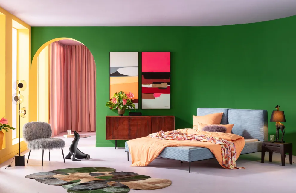 Bed East Side Cord Blue 160x200cm