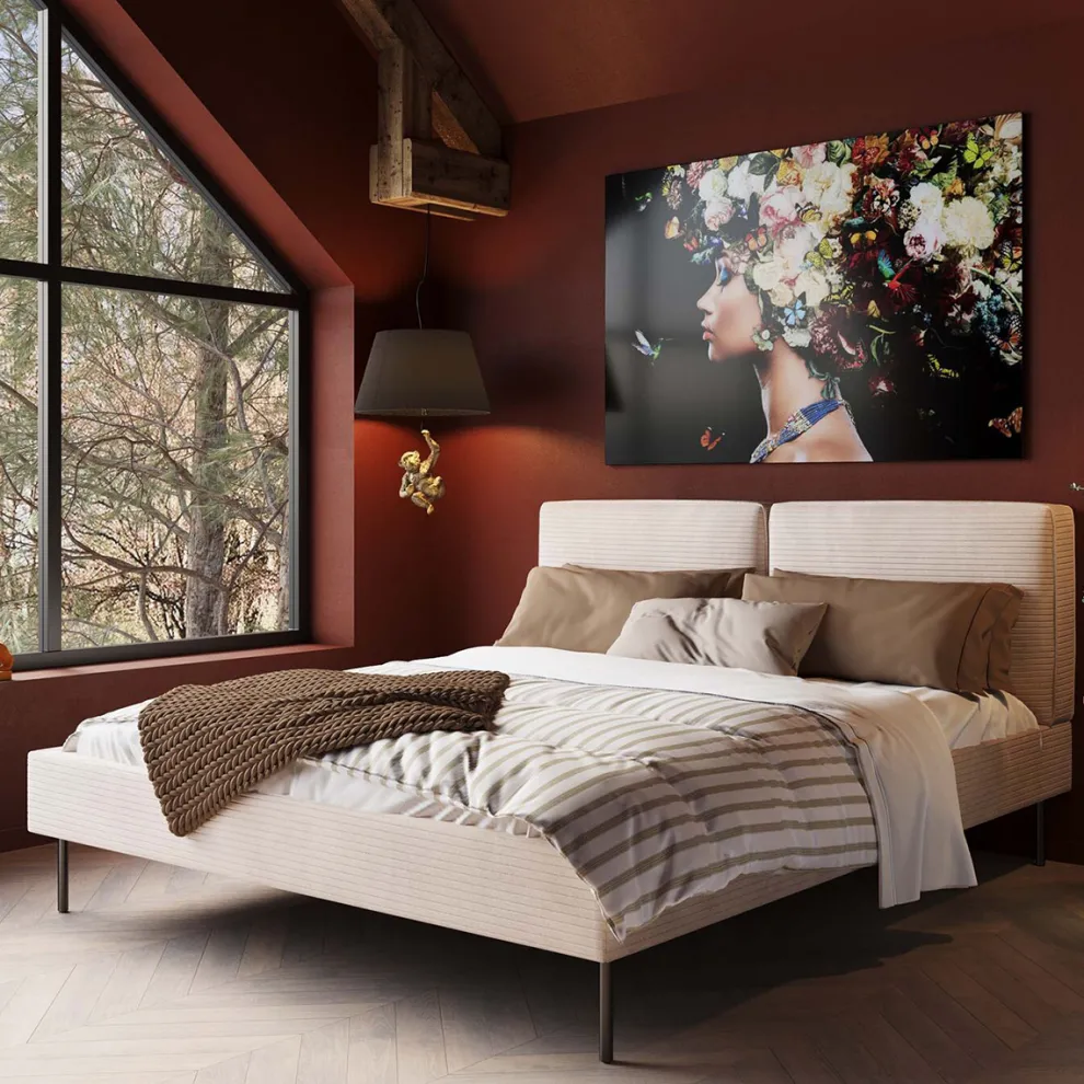 Bed East Side Cord Creme 160x200cm