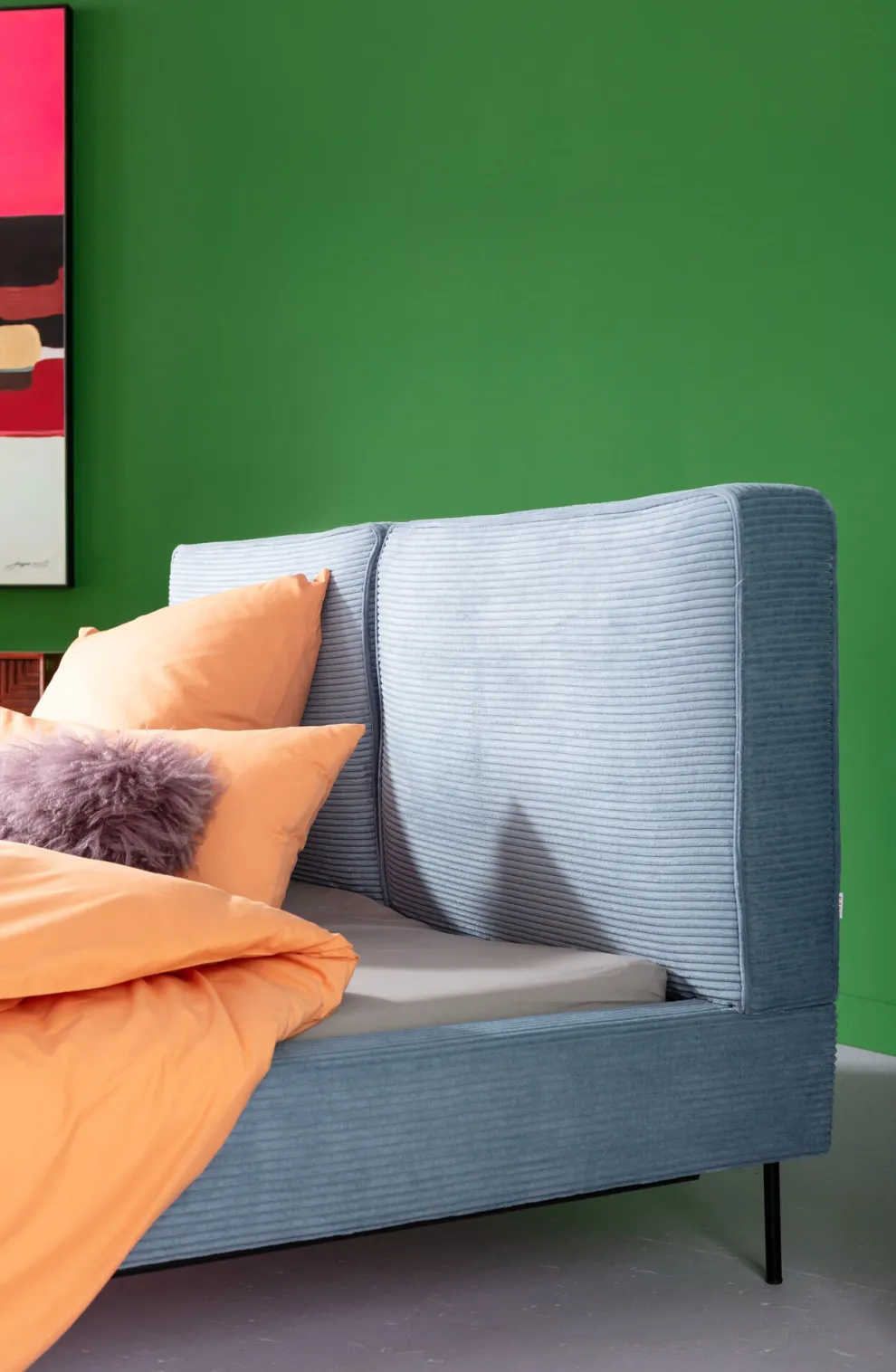 Bed East Side Cord Blue 180x200cm