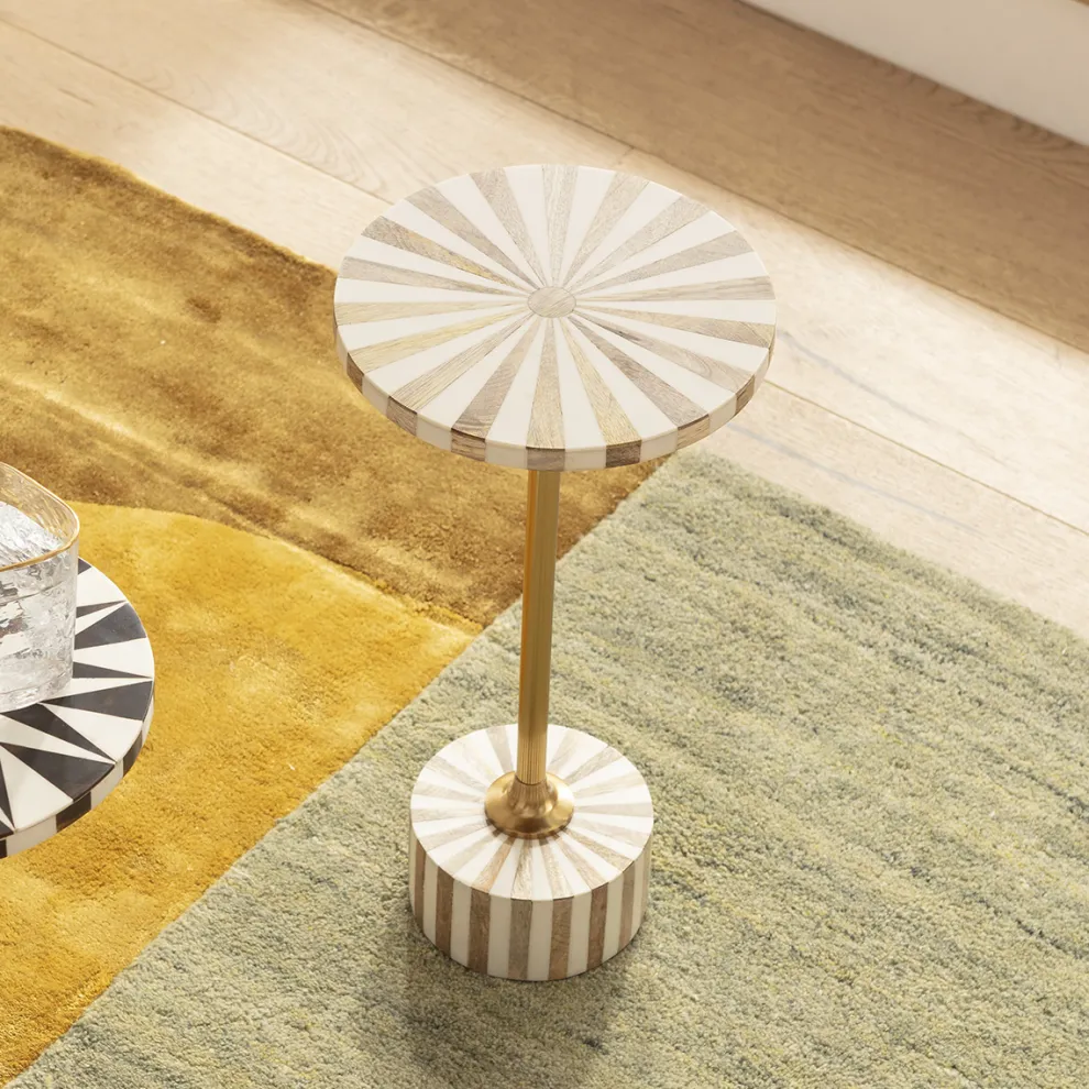 Bijzettafel Domero Cirque Gold White Ø40cm