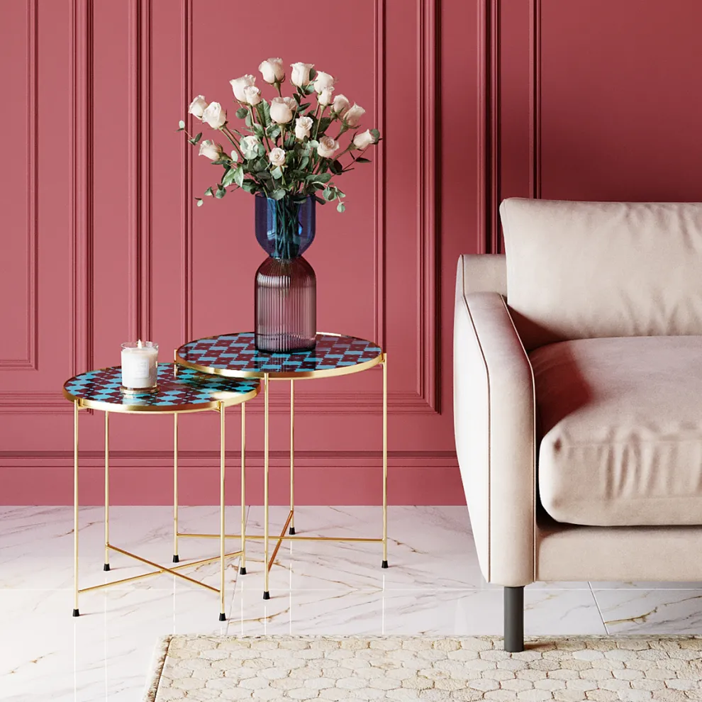 Bijzettafel Priya Blue (Set Van 2)