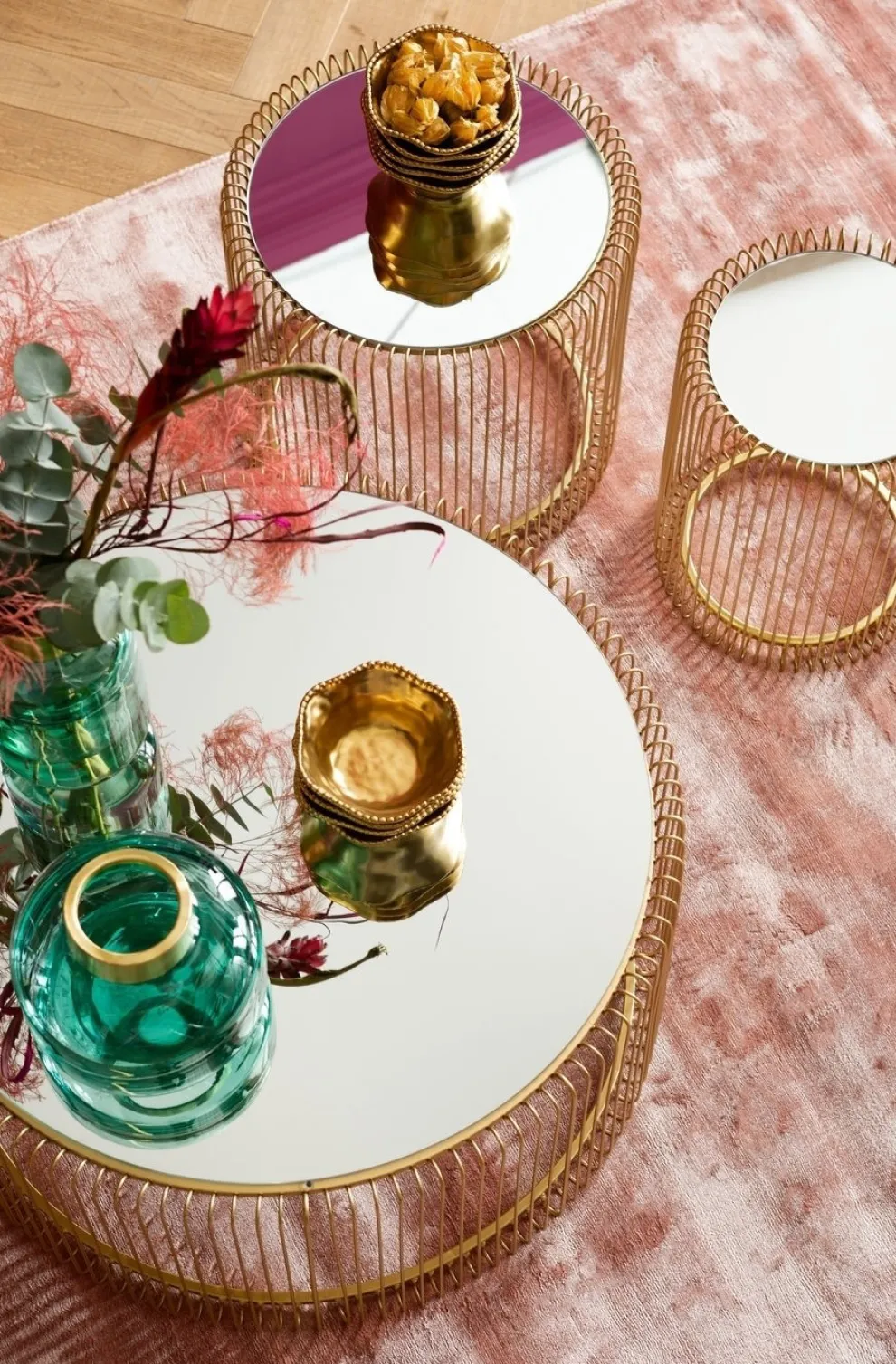 Bijzettafel Wire Messing (2-delig) Ø44cm