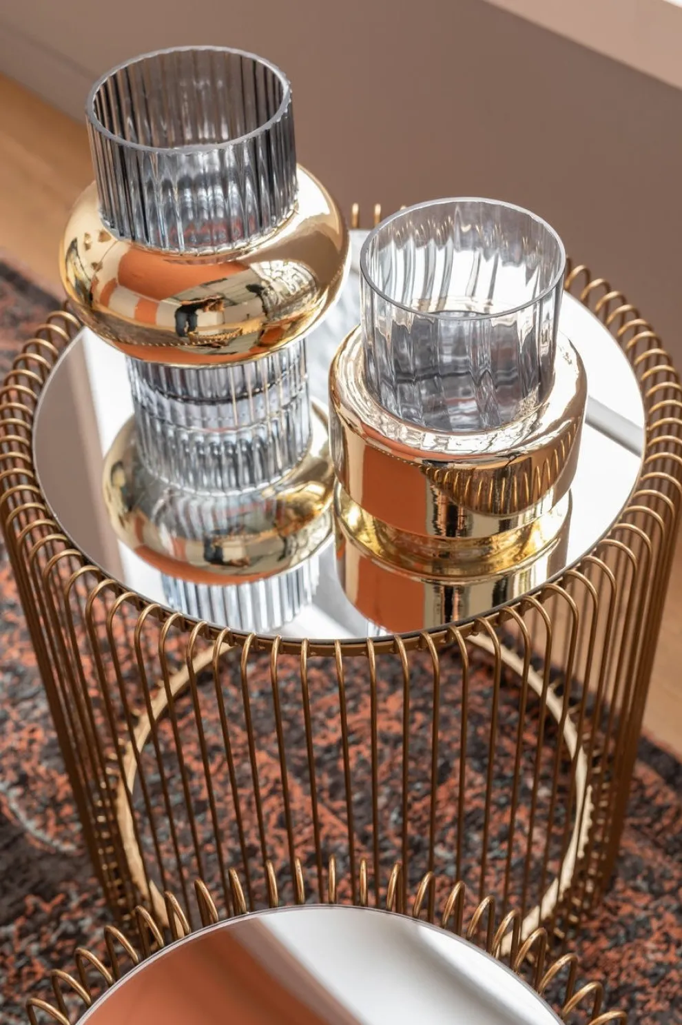 Bijzettafel Wire Messing (2-delig) Ø44cm