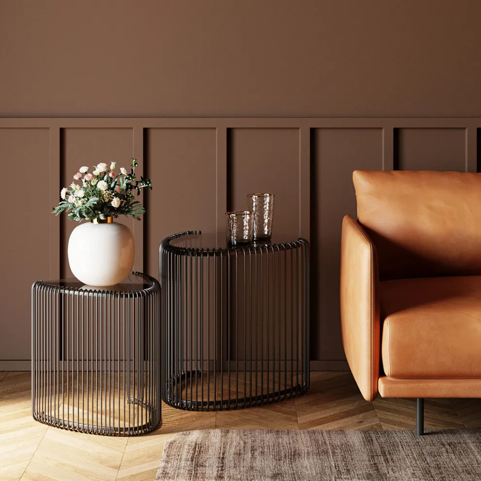 Bijzettafel Wire Triangle Black (Set Van 2)