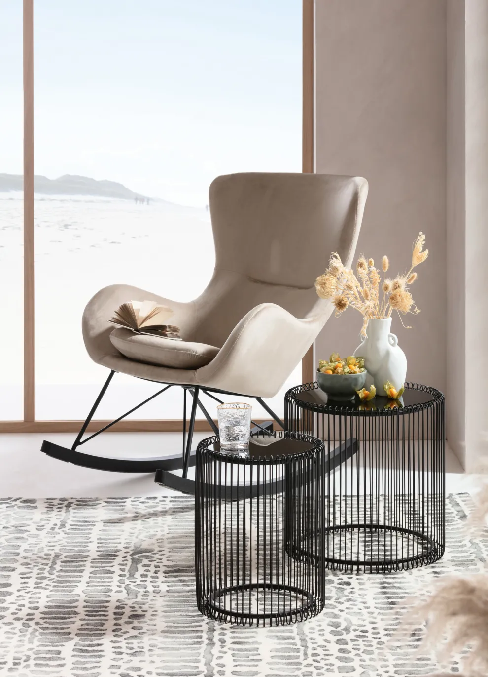 Bijzettafel Wire Zwart (2-delig) Ø44cm