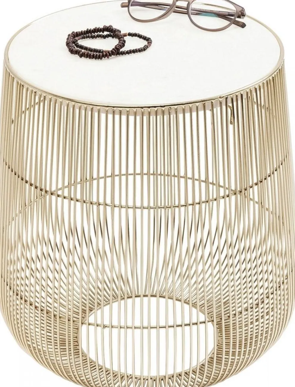 Bijzettafel Wit Marmeren Messing Ø32cm