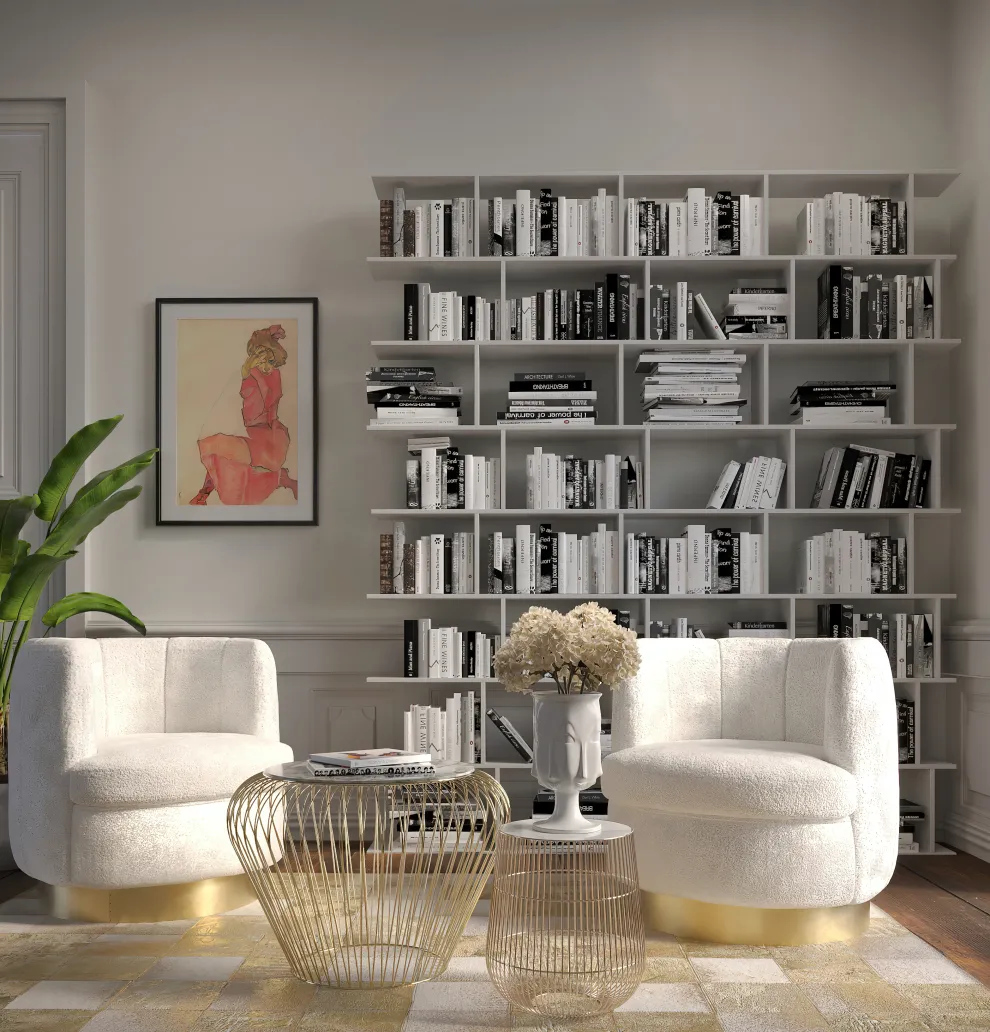 Bijzettafel Wit Marmeren Messing Ø32cm