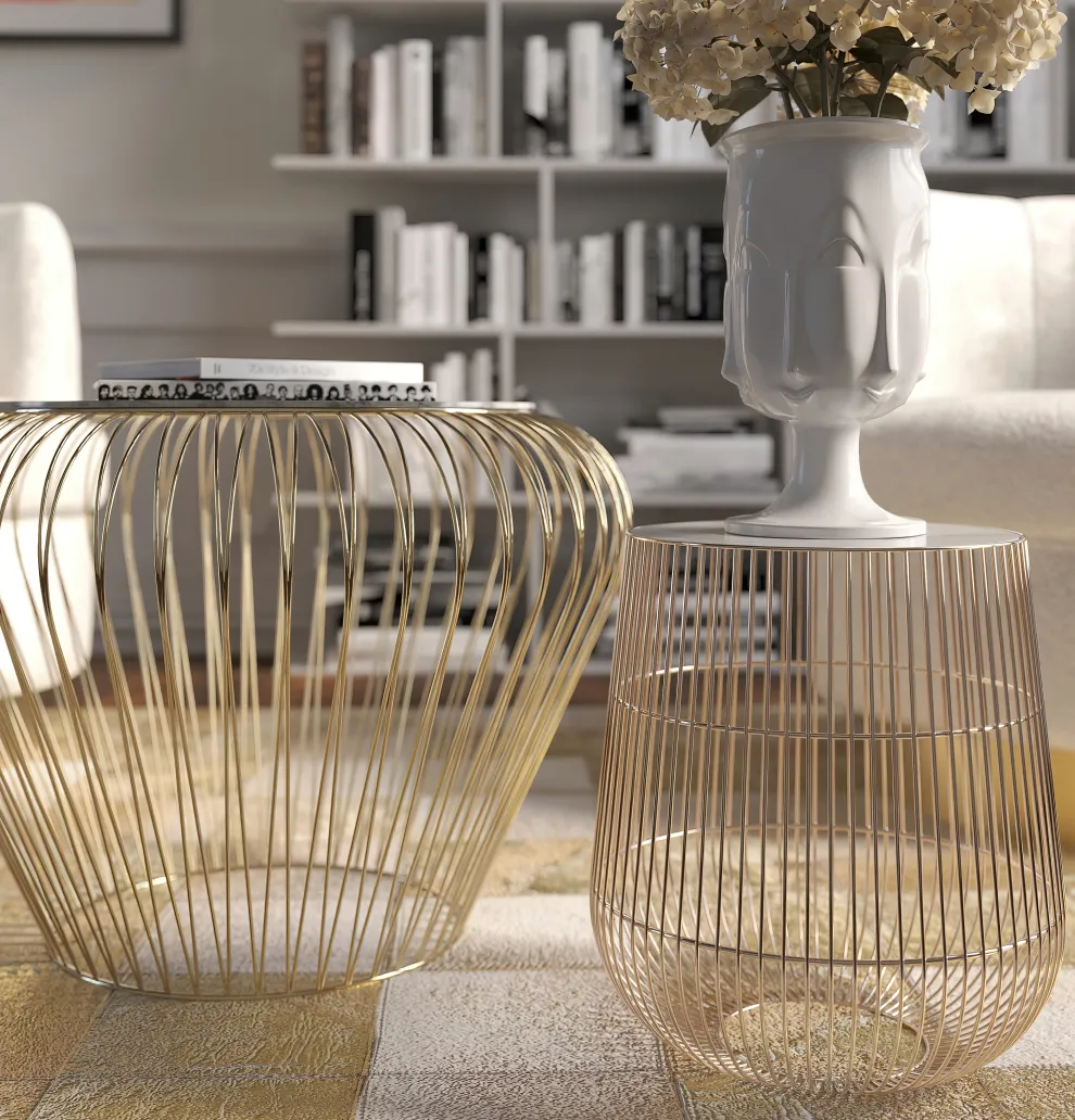 Bijzettafel Wit Marmeren Messing Ø32cm