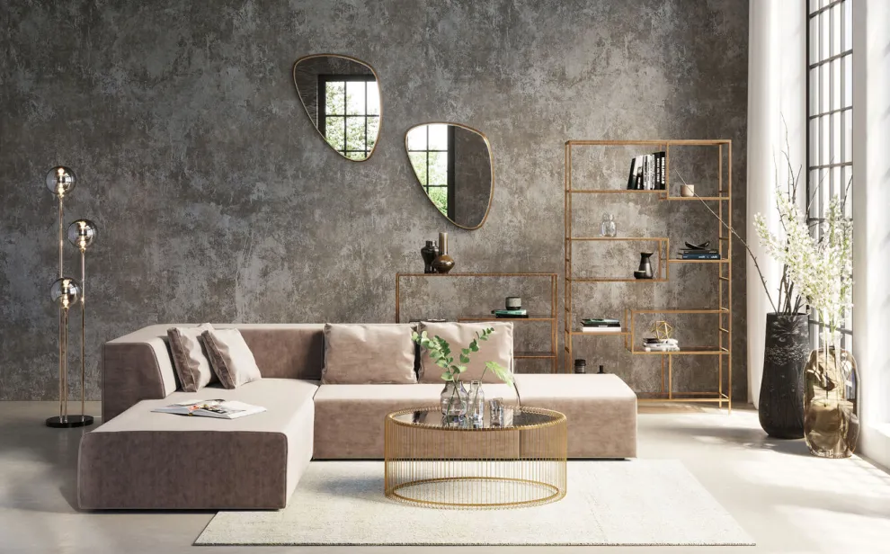 Boekenkast Loft Goud 195x115cm