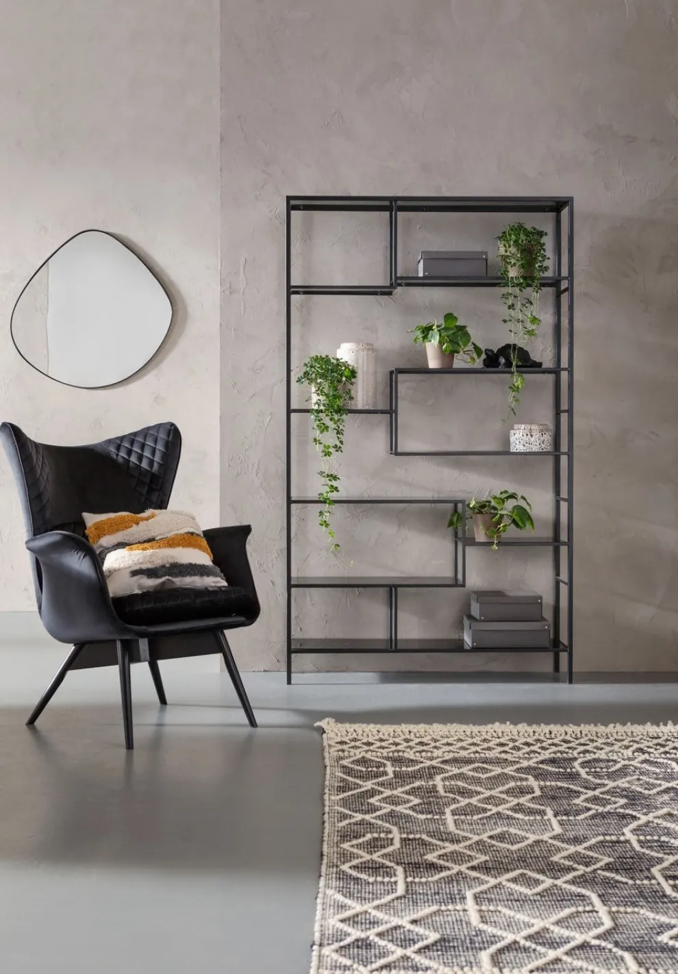 Boekenkast Loft Zwart 195x115cm