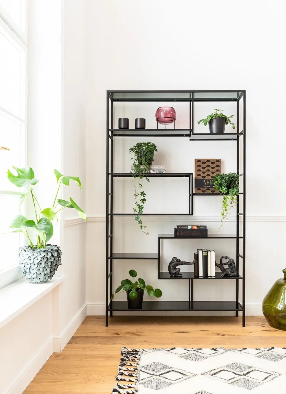 Boekenkast Loft Zwart 195x115cm