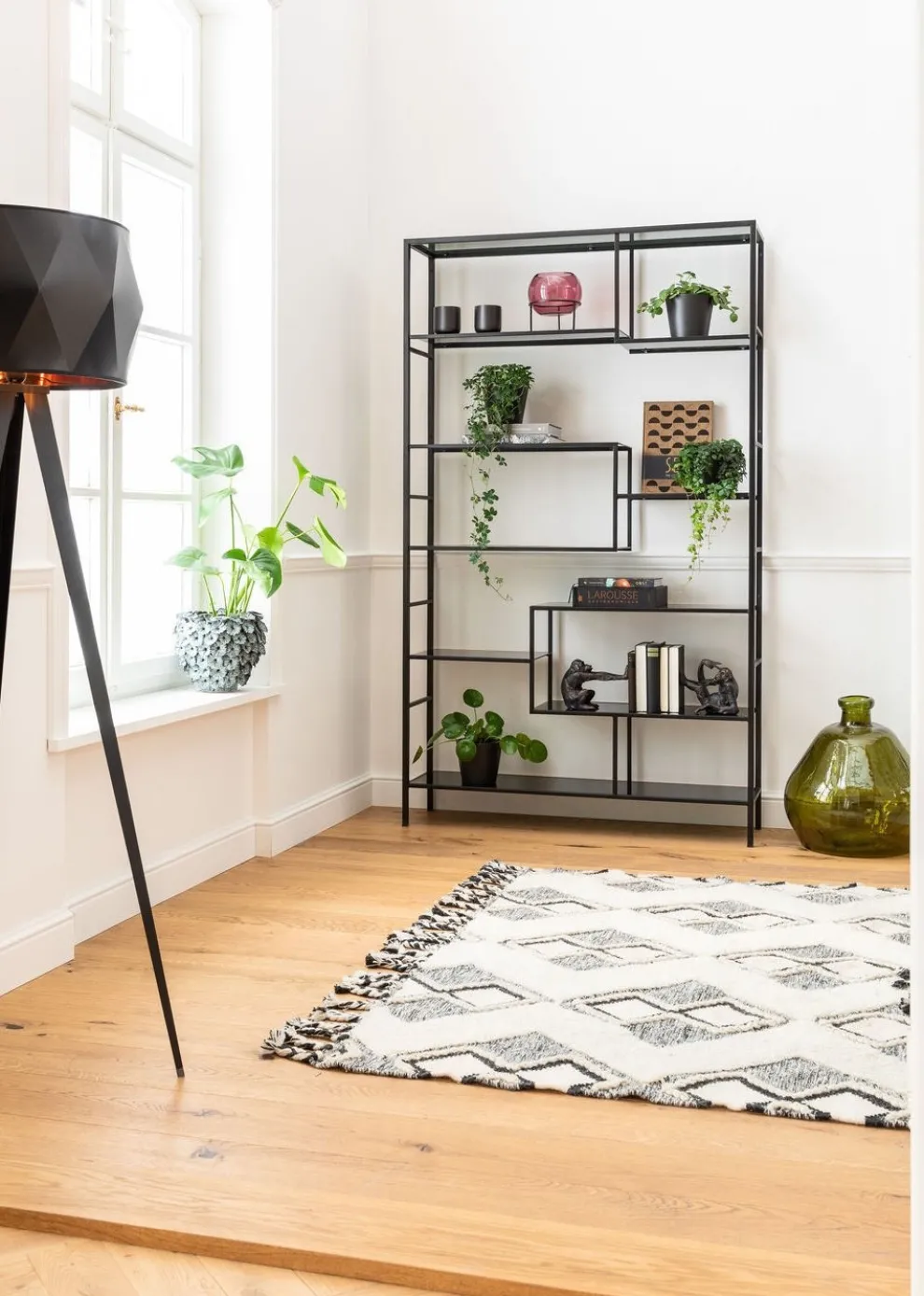 Boekenkast Loft Zwart 195x115cm