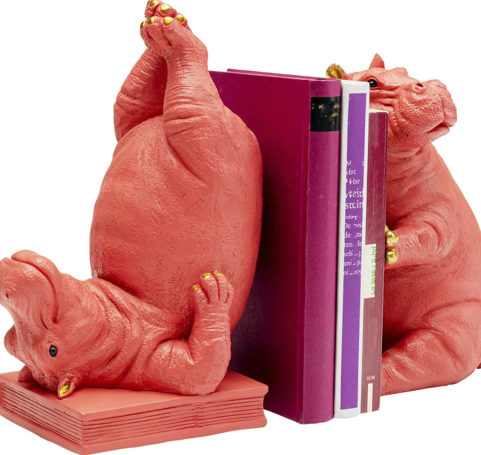 Boekensteun Nijlpaard Roze (2-delig)