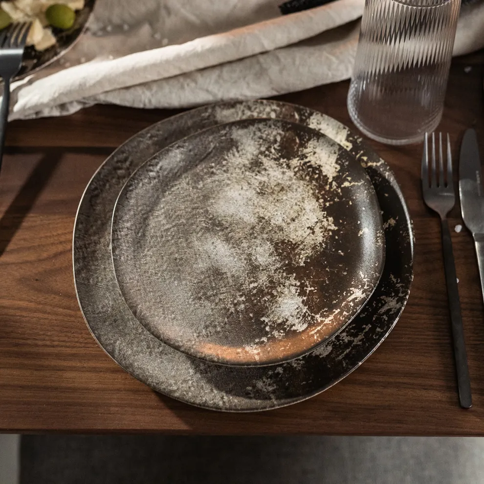 Bord Savannah Brown/Grey Matt Ø26cm