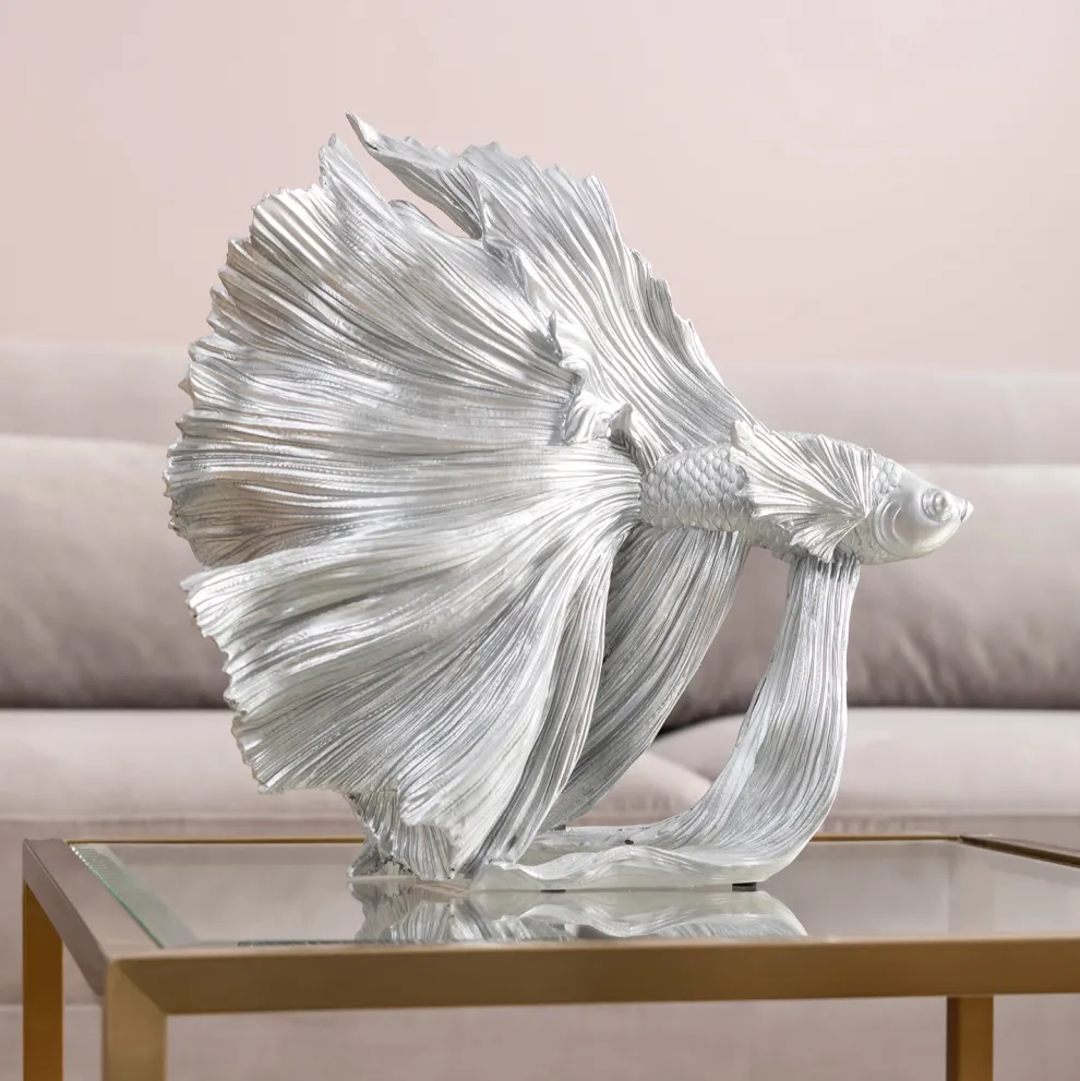 Decofiguur Betta Fish Zilver Klein