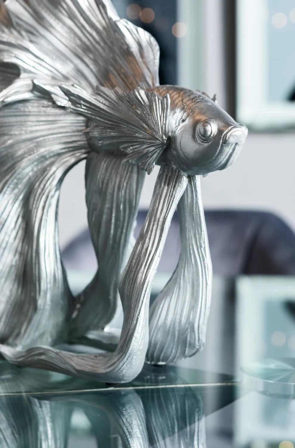 Decofiguur Betta Fish Zilver Klein