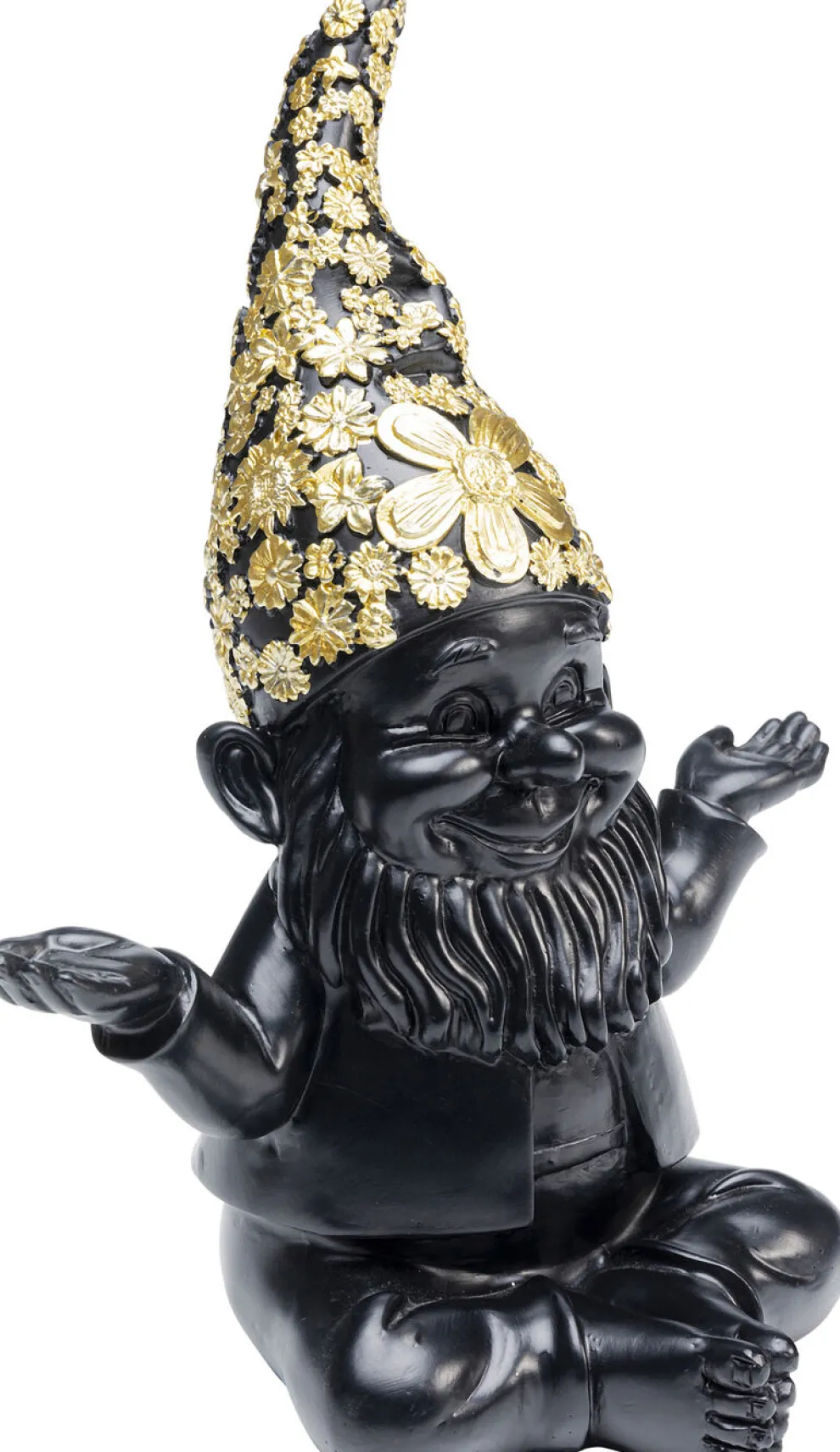 Decofiguur Dwerg Meditatie Zwart Goud 19cm