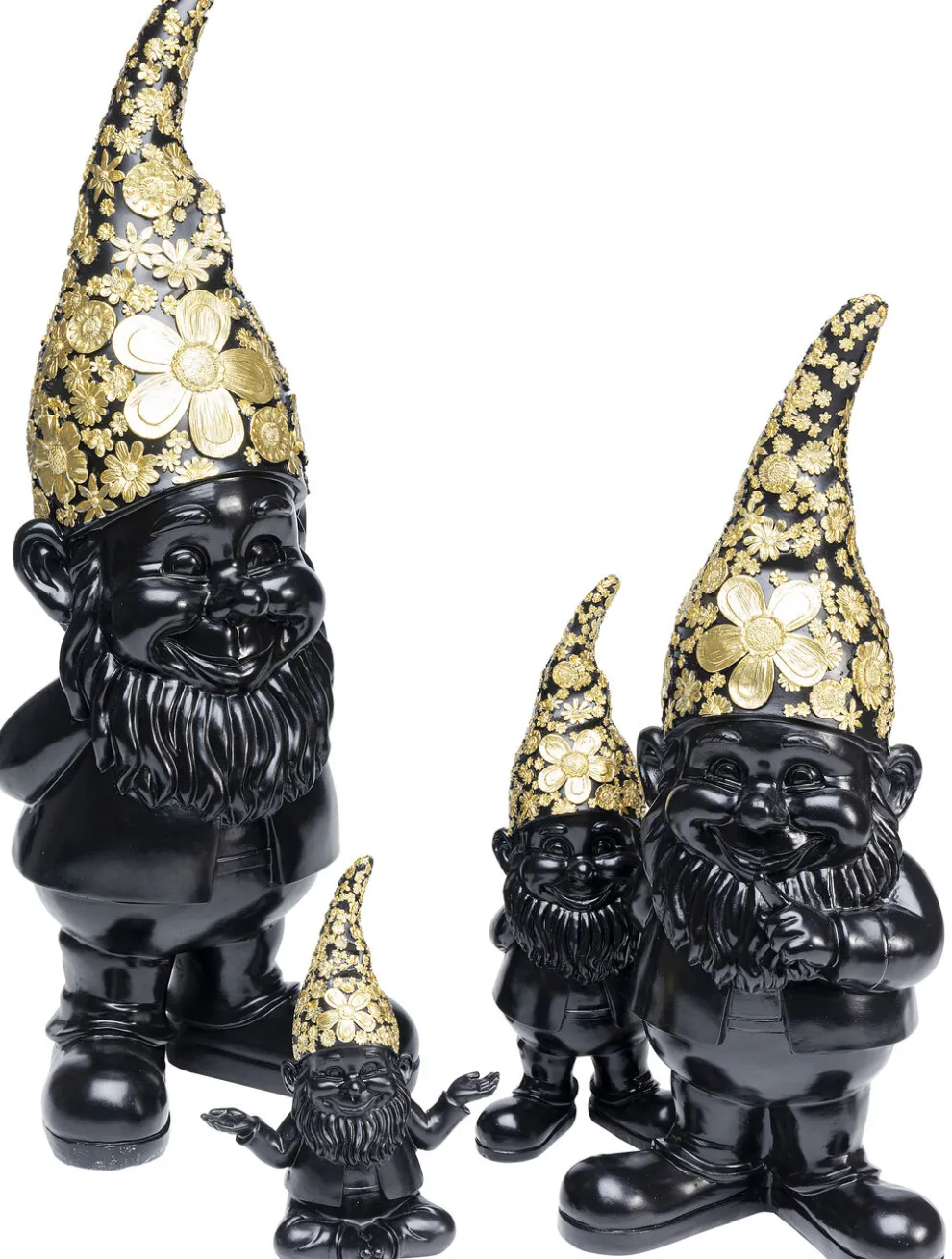 Decofiguur Dwerg Meditatie Zwart Goud 19cm