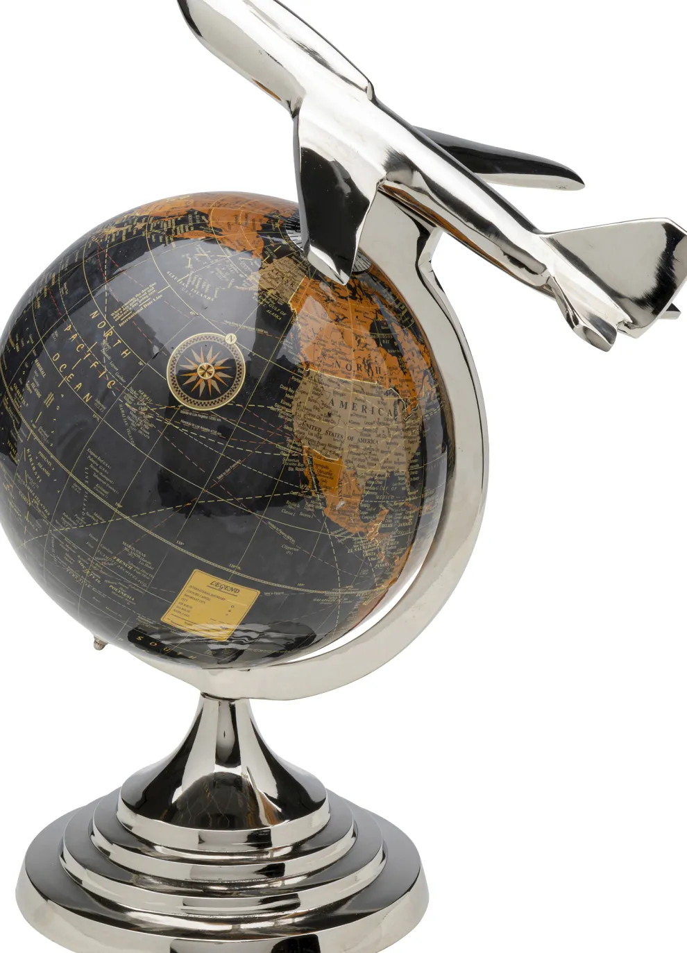 Decofiguur Globe Top Plane 39cm
