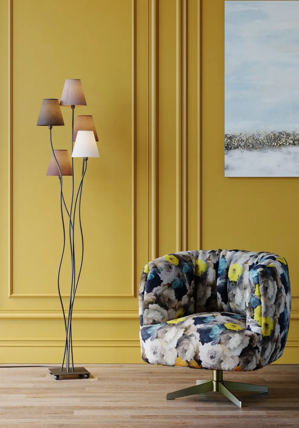 Draaistoel Peony Flower Geel