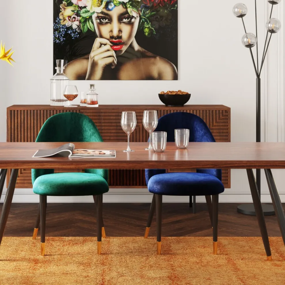 Eetkamerstoel Iris Fluweel Blauw (set Van 2)