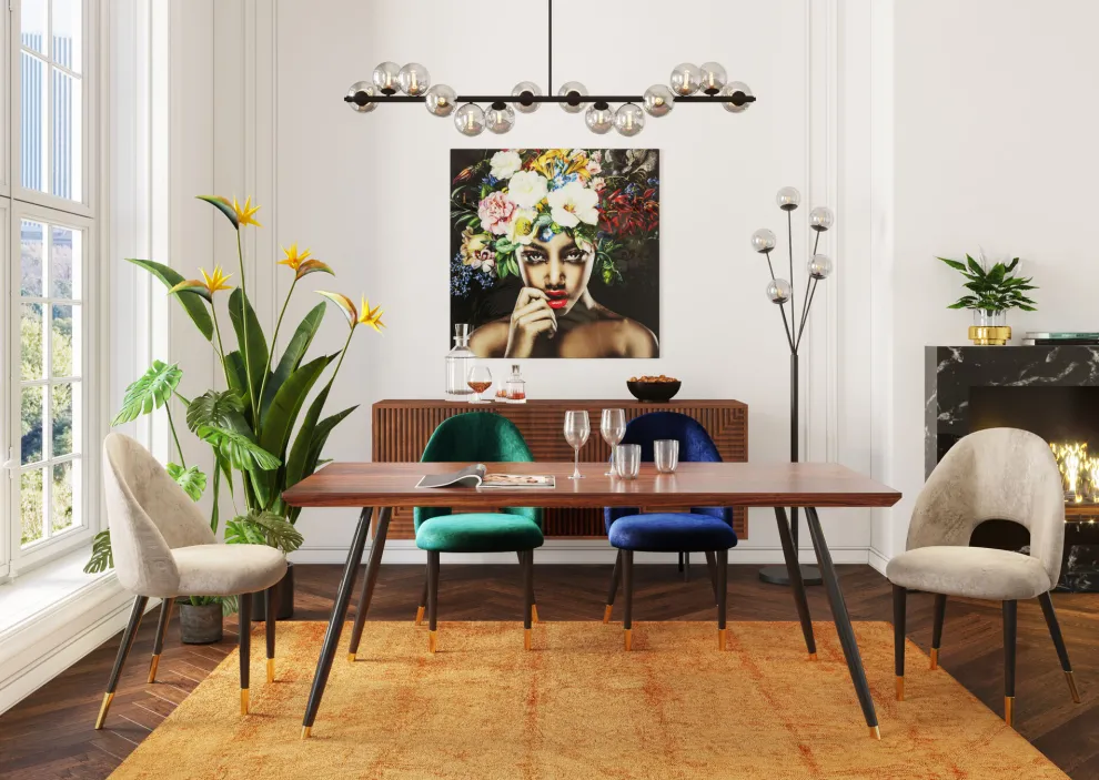 Eetkamerstoel Iris Fluweel Blauw (set Van 2)