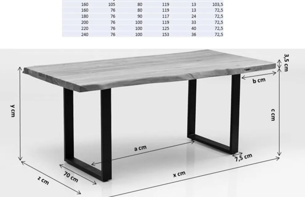Eettafel Symphony Eiken Ruwstaal 200x100cm