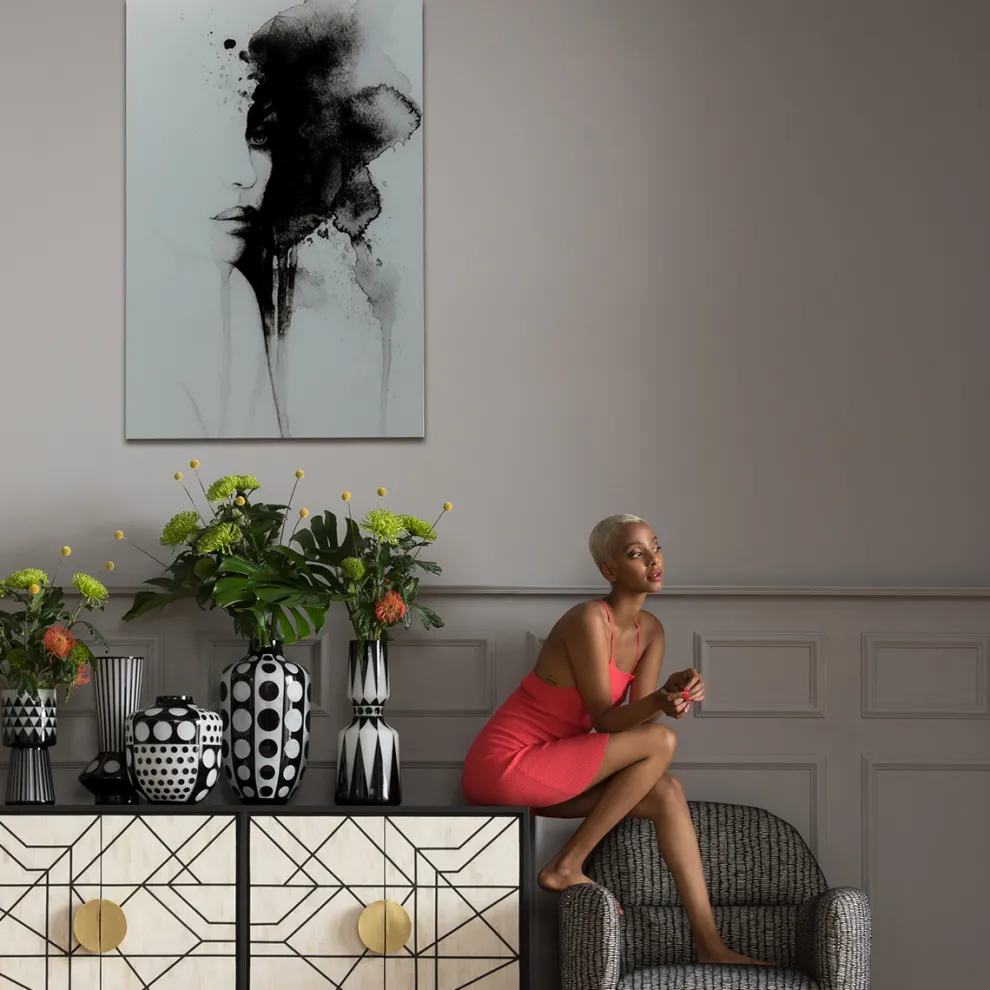 Glas Schilderij Smokey Face 100x150cm