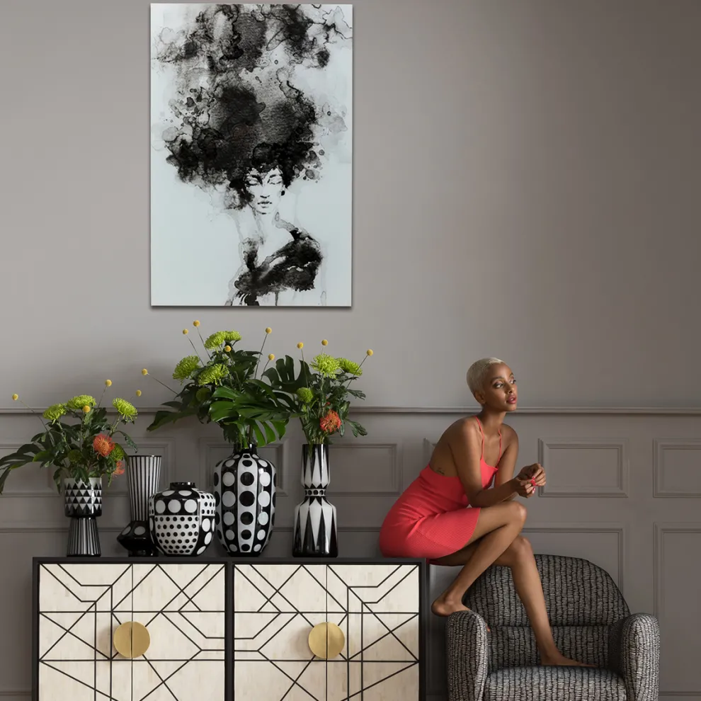 Glas Schilderij Smokey Hair 100x150cm