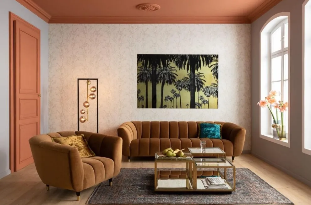 Glasschilderij Metallic Palms 180x120cm