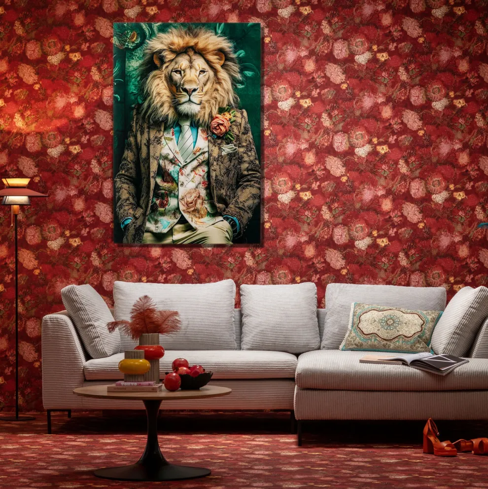 Glasschilderij Mister Lion 150x100cm