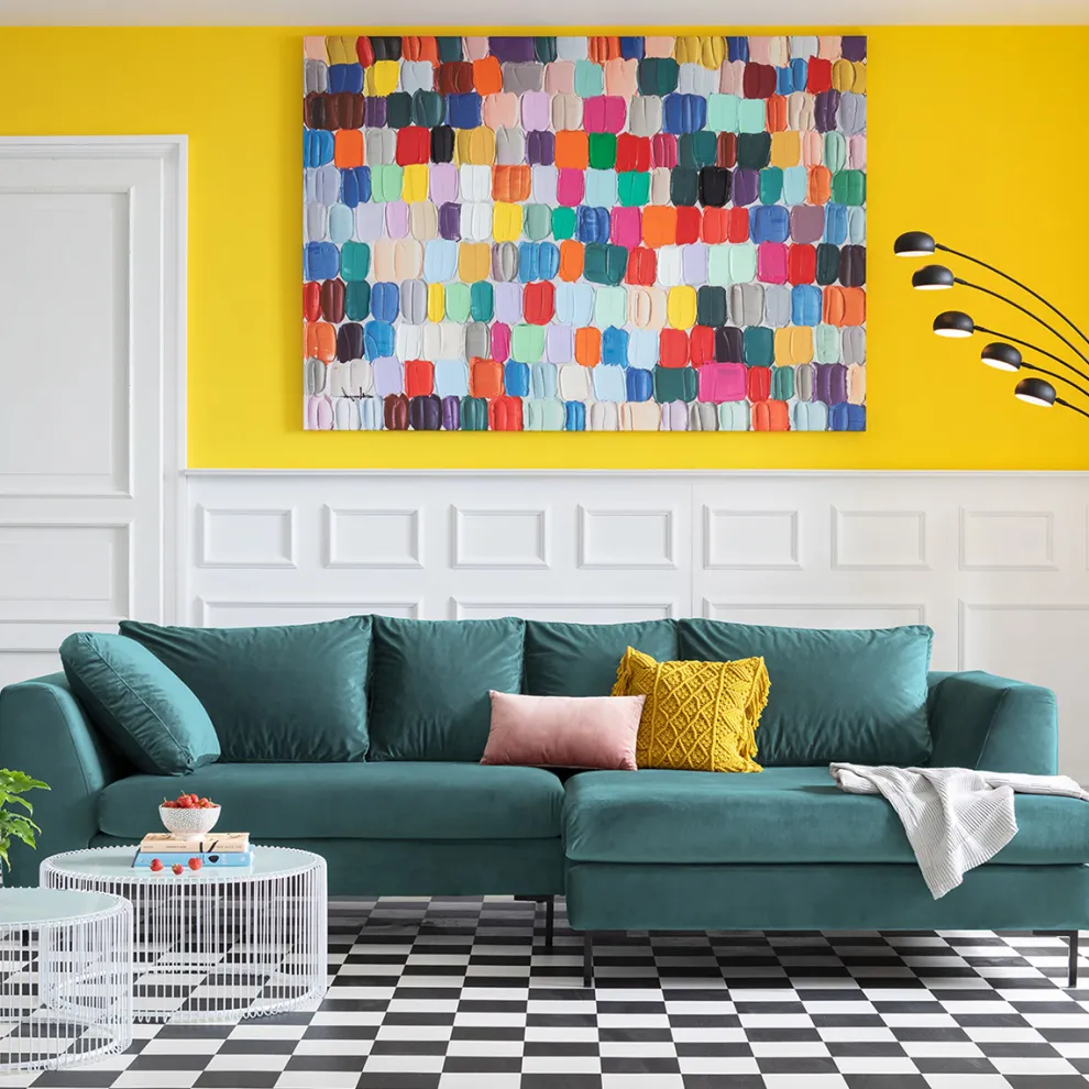 Hoekbank Gianni Fluweel Donkergroen Rechts Zwart