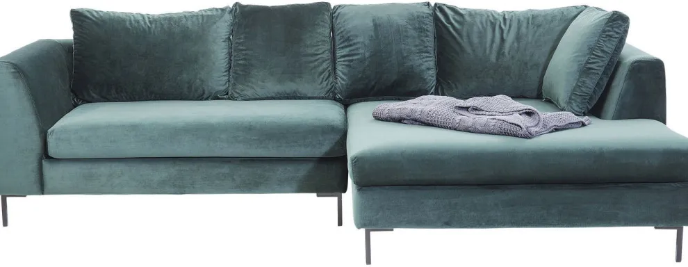 Hoekbank Gianni Fluweel Donkergroen Rechts Zwart