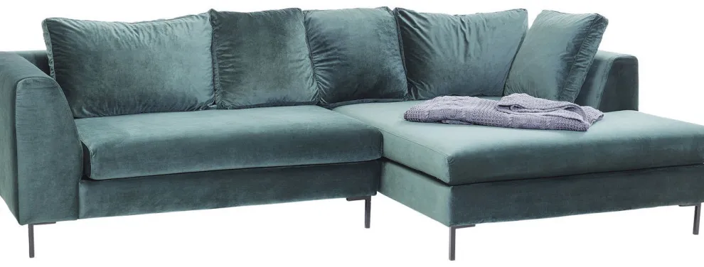 Hoekbank Gianni Fluweel Donkergroen Rechts Zwart