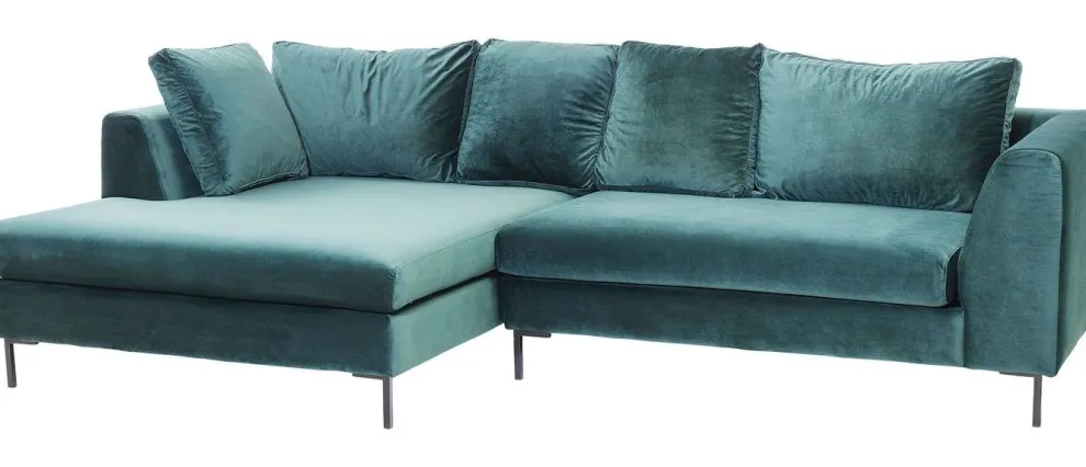 Hoekbank Gianni Fluweel Donkergroen Links Zwart