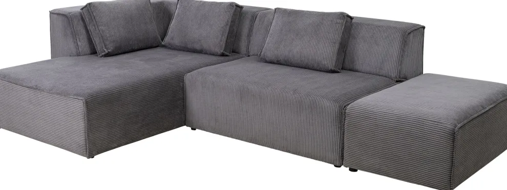 Hoekbank Infinity Ottomane Cord Grey Left