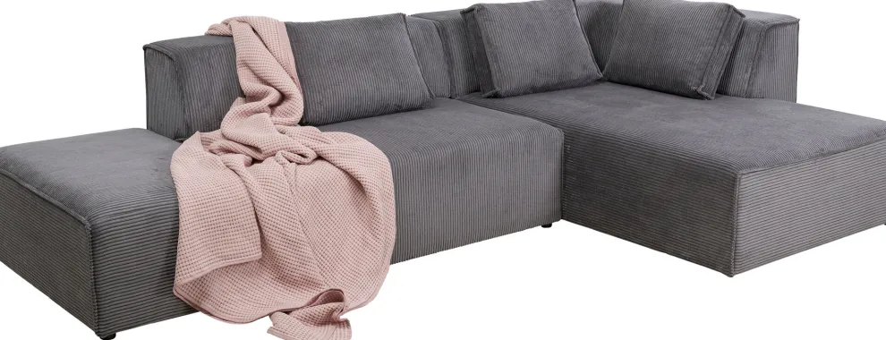 Hoekbank Infinity Ottomane Cord Grey Right