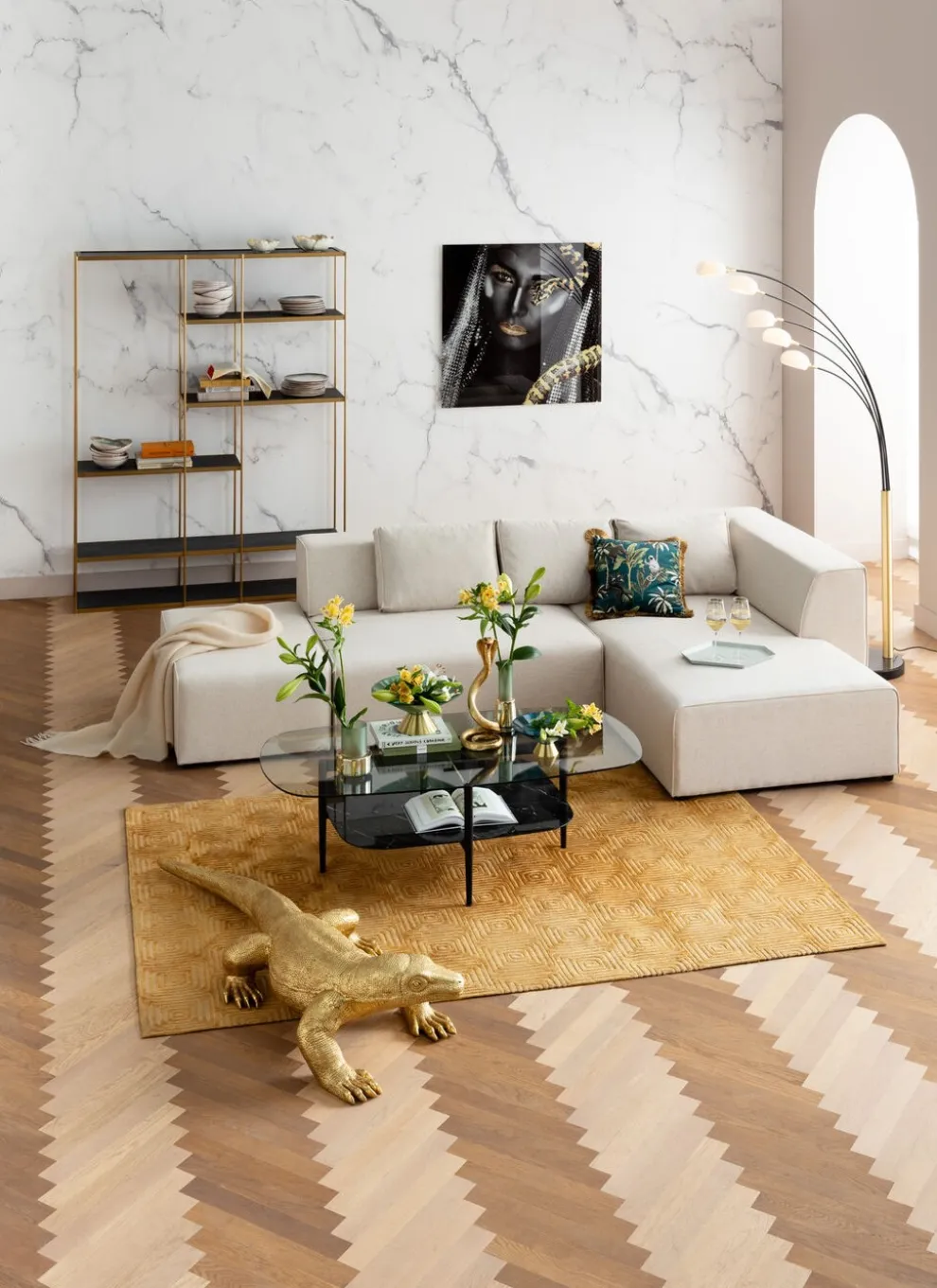 Hoekbank Infinity Ottomane Crème Rechts