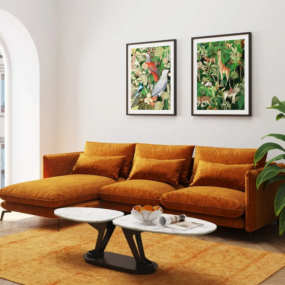 Hoekbank Monza Left Velvet Curry 296cm