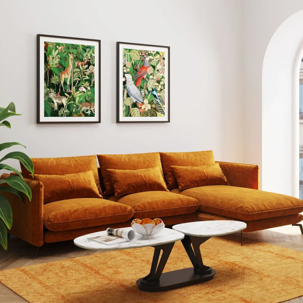 Hoekbank Monza Right Velvet Curry 296cm