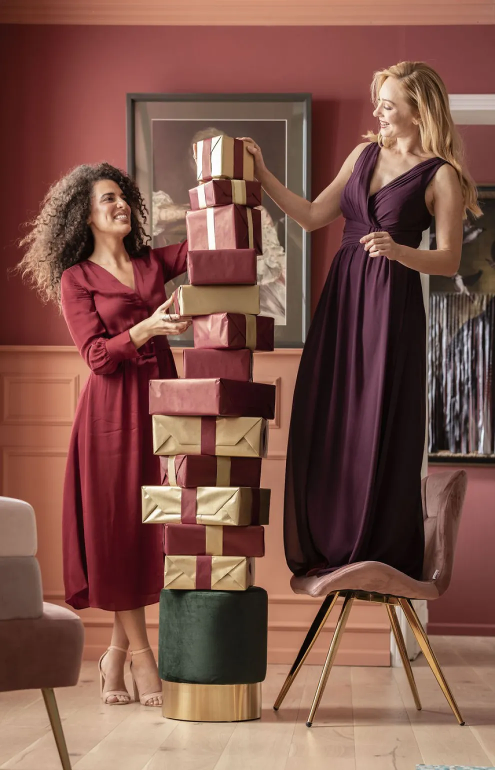 Kruk Cherry Donkergroen Messing Ø35cm