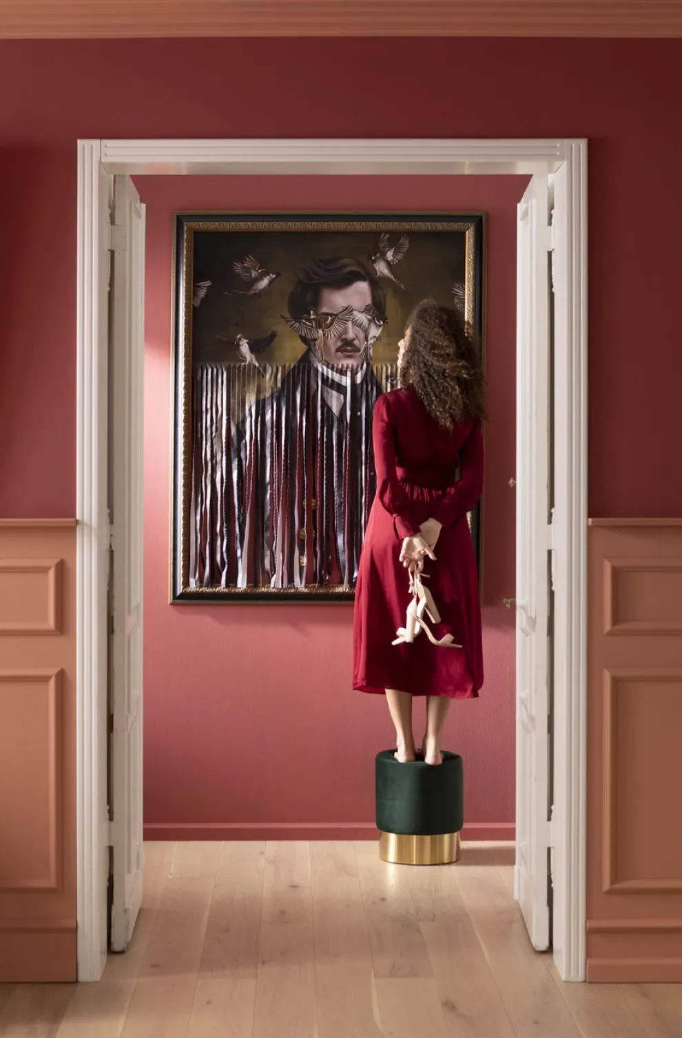 Kruk Cherry Donkergroen Messing Ø35cm