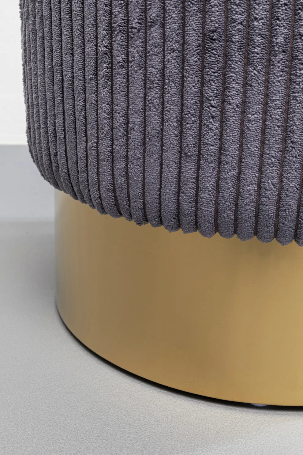 Poef Cherry Grey Cord Brass 35cm